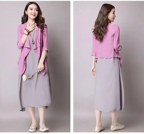 无袖圆领及膝裙搭配指南：7种外套鞋子组合技巧-美派服饰网(图1)