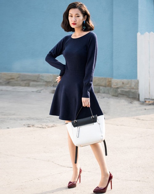 藏青色连衣裙搭配技巧,优雅时尚穿搭指南-美派服饰网(图2) 藏青色连衣裙搭配技巧,优雅时尚穿搭指南-美派服饰网(图2)