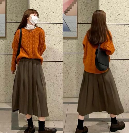 橙色毛衣配什么颜色裙子好看 7种经典搭配方案推荐-美派服饰网(图4)