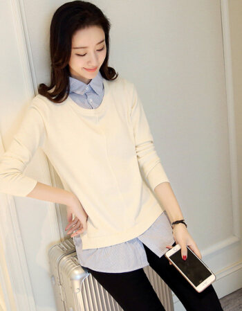 白色毛衣搭配衬衫【图】巧搭配白色毛衣变焦点(图1) 白色毛衣搭配衬衫【图】巧搭配白色毛衣变焦点(图1)
