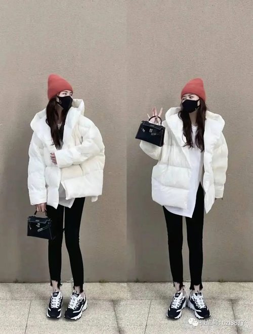 白色羽绒服短款搭配技巧，打造冬日时尚优雅造型-美派服饰网(图2)
