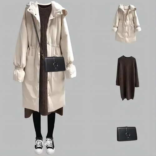 毛衣裙搭配外套穿搭指南：大衣羽绒服牛仔外套组合技巧-美派服饰网(图2)