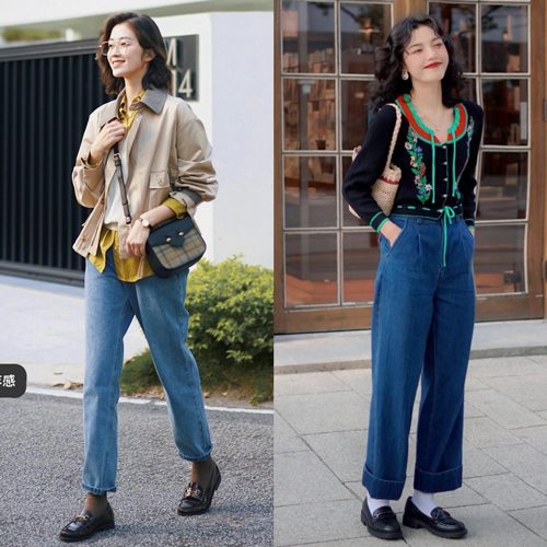 牛仔裤配英伦风鞋子穿搭指南：布洛克鞋马丁靴乐福鞋搭配技巧-美派服饰网(图3)