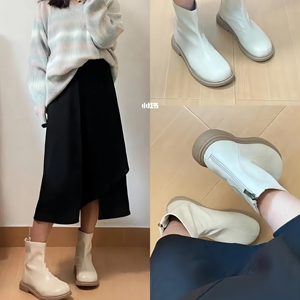 白色短靴冬季搭配指南：大衣毛衣羽绒服穿搭技巧-美派服饰网