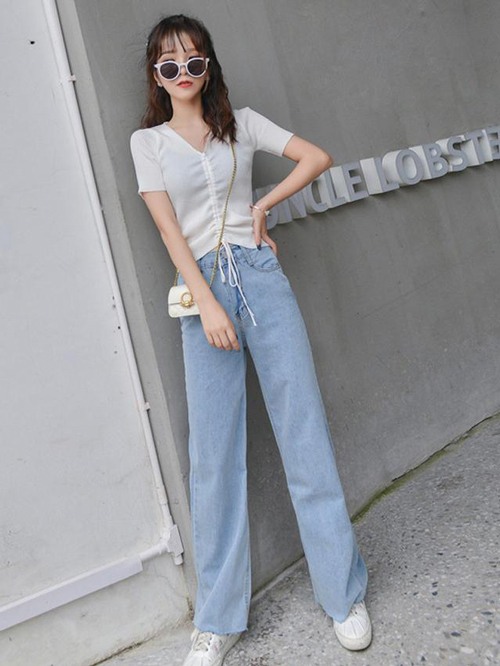 1米5小个子牛仔阔腿裤搭配(图1) 1米5小个子牛仔阔腿裤搭配(图1)