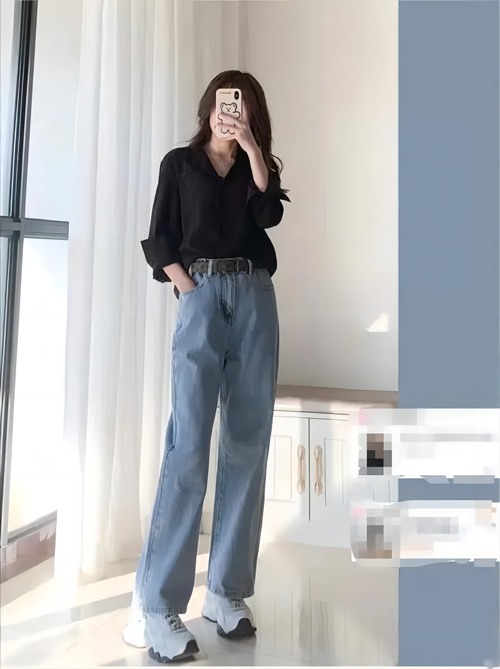 1米5小个子牛仔阔腿裤搭配(图3) 1米5小个子牛仔阔腿裤搭配(图3)