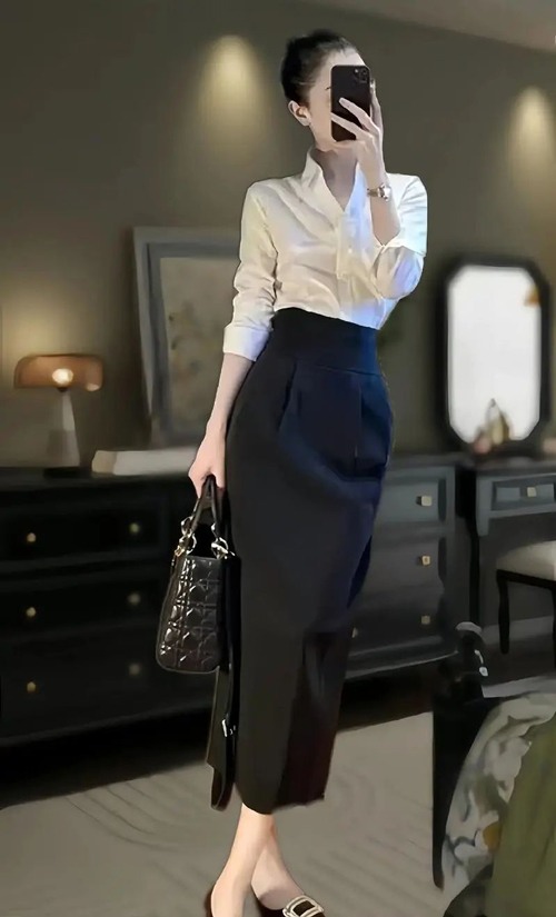 白衬衫配包臀裙穿搭指南，轻松展现优雅知性魅力-美派服饰网(图2)