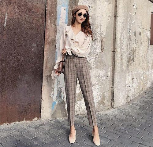 夏天格子束腿裤怎么搭？清爽时尚穿搭指南-美派服饰网(图3)