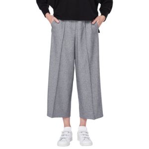 灰色七分阔腿裤搭配