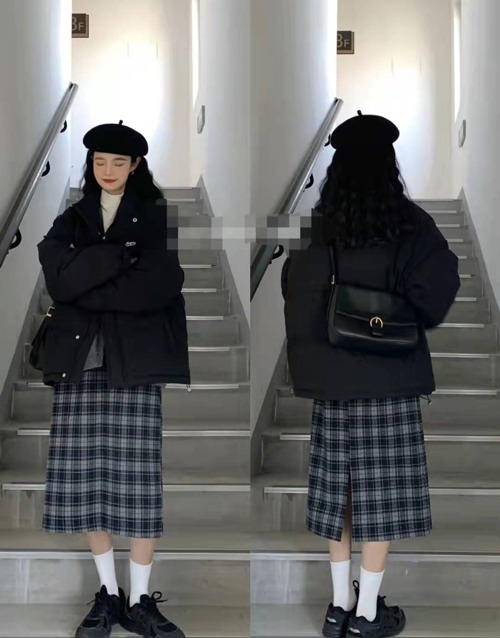 半身格子一步裙的搭配(图2) 半身格子一步裙的搭配(图2)