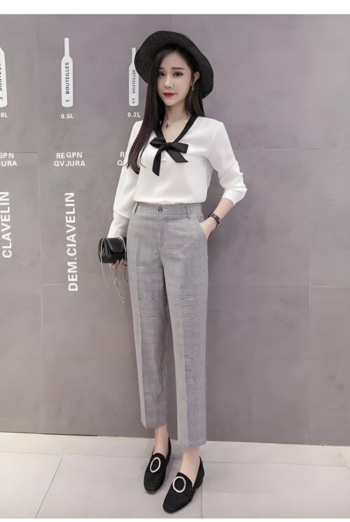 格子西裤搭配【图】跟我来学穿搭(图2)