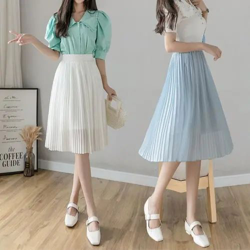 雪纺a字裙搭配什么上衣(图1)