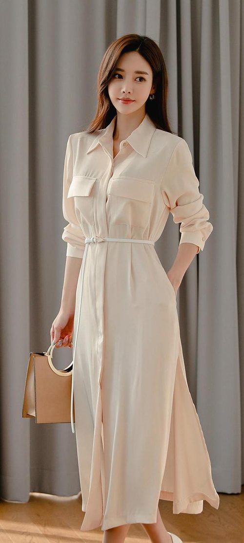 女性优雅穿搭指南：衬衫连衣裙与高跟鞋的完美组合技巧-美派服饰网(图1)