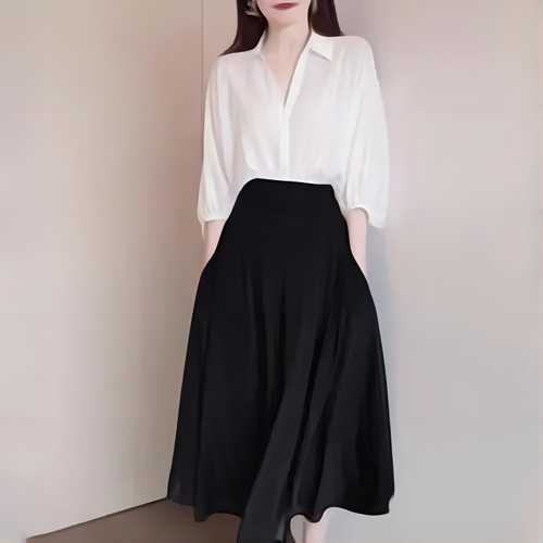 白衬衫搭配黑裙子 多样化组合展现优雅气质-美派服饰网(图1)