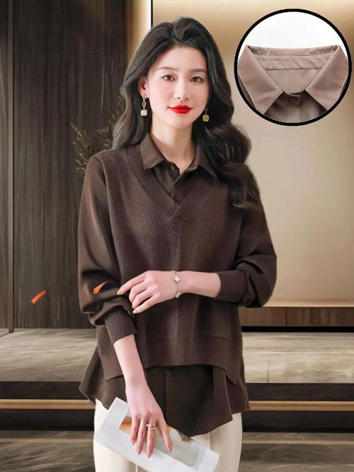 衬衫毛衣假两件搭配技巧 多层次时尚造型-美派服饰网(图3)