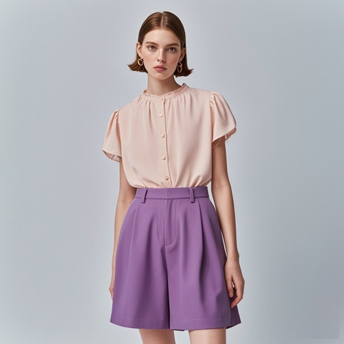 紫色短裤怎么搭上衣？5种经典方案打造个性风格-美派服饰网(图2)