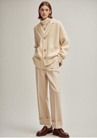 米白色针织衫搭配技巧，三种风格轻松驾驭-美派服饰网(图2)