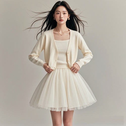 白色蓬蓬裙的上衣搭配技巧：甜美优雅与个性风格全解析-美派服饰网(图2)