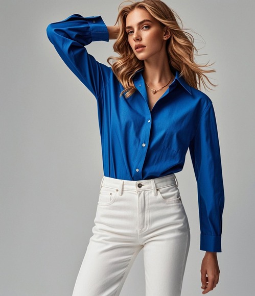 蓝色衬衫下装搭配指南：职场休闲时尚三选一-美派服饰网(图2)