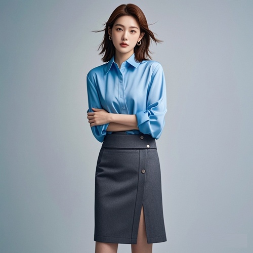 蓝色衬衫下装搭配指南：职场休闲时尚三选一-美派服饰网(图1)