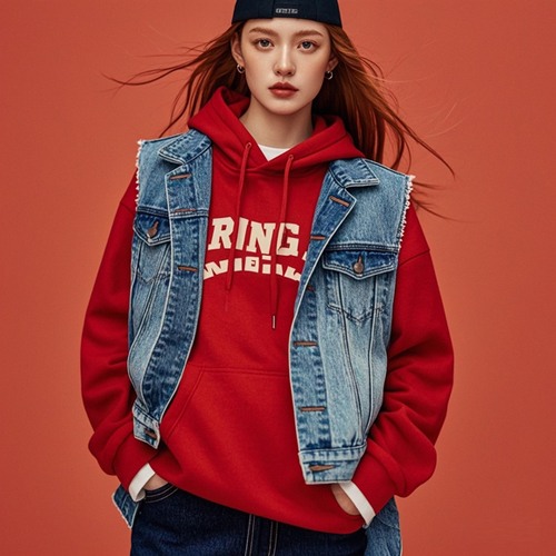 红色卫衣搭配马甲怎么穿？解锁三种潮流风格-美派服饰网(图1)