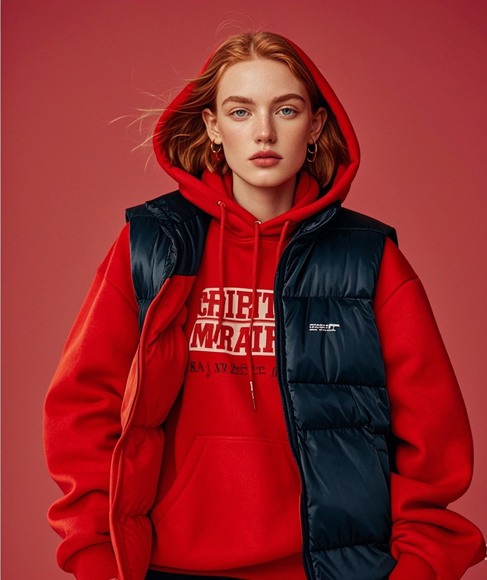 红色卫衣搭配马甲怎么穿？解锁三种潮流风格-美派服饰网(图2)