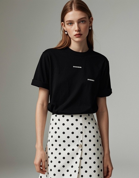 白底黑色波点半身裙的穿搭灵感与风格解析-美派服饰网(图1)