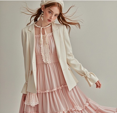 白色西服搭配连衣裙：优雅与甜美的完美融合-美派服饰网(图1)