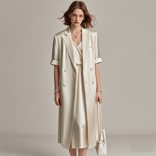 白色西服搭配连衣裙：优雅与甜美的完美融合-美派服饰网(图3)