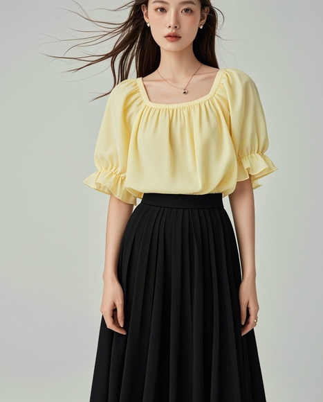 夏季黑色A字裙上衣搭配指南，3种风格打造时尚造型-美派服饰网(图2)