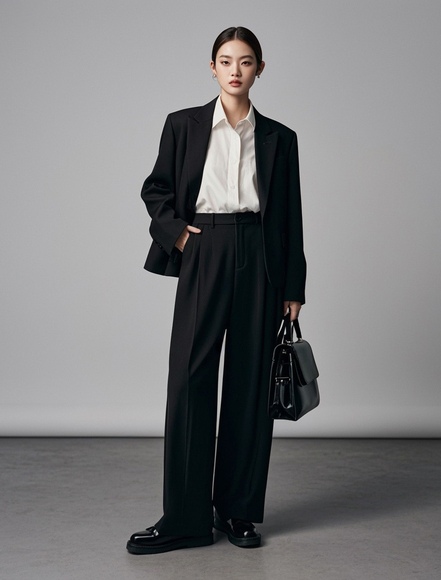 白色衬衫配黑色阔腿裤：三款经典搭配法则-美派服饰网(图1)