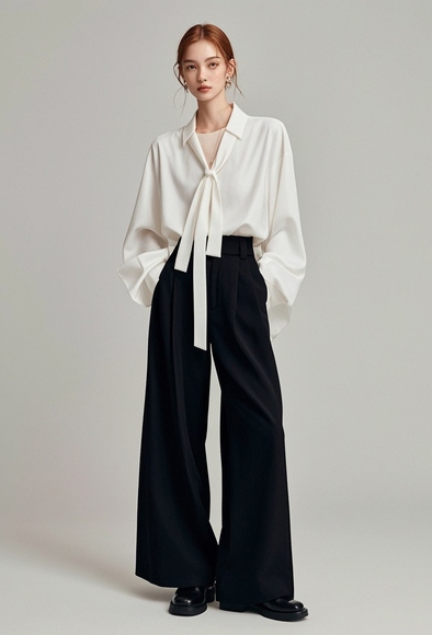 白色衬衫配黑色阔腿裤：三款经典搭配法则-美派服饰网(图3)