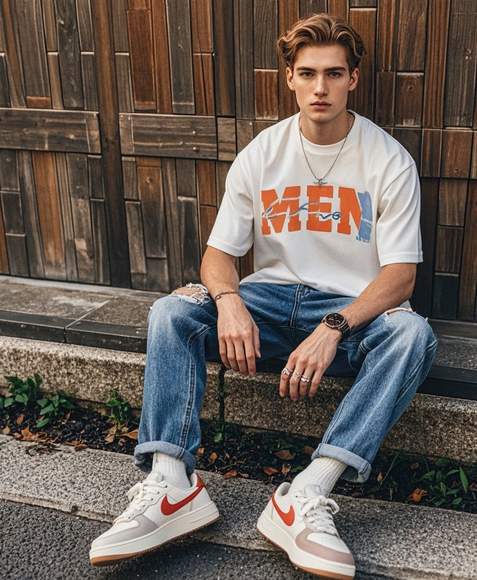 板鞋穿搭新思路：牛仔裤运动装甜酷风格全解析-美派服饰网(图1)