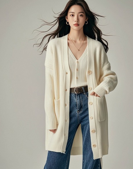 长款白色针织衫的多变搭配技巧与时尚灵感-美派服饰网(图1)