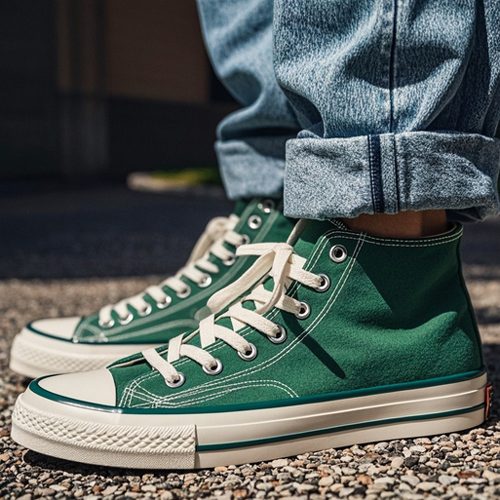 绿色高帮帆布鞋搭配指南：四种时尚出街方案-美派服饰网(图1)