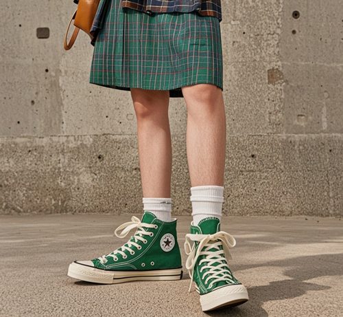 绿色高帮帆布鞋搭配指南：四种时尚出街方案-美派服饰网(图2)