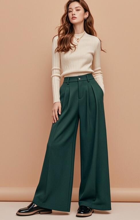 阔腿裤配乐福鞋的几种时尚搭配方式-美派服饰网(图2)