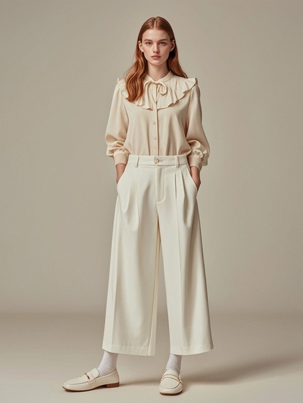 白色阔腿裤时髦鞋款搭配：五种风格解析-美派服饰网(图4)