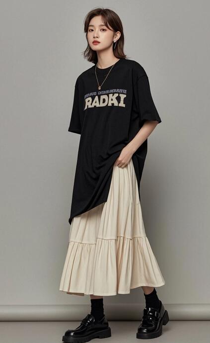 长款T恤搭配指南：多风格下装穿搭技巧-美派服饰网(图3)