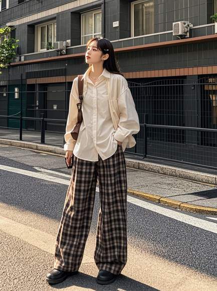 格子休闲裤搭配指南：实用造型技巧大公开-美派服饰网(图2)