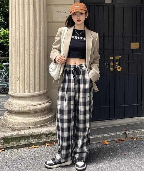 格子休闲裤搭配指南：实用造型技巧大公开-美派服饰网(图5)