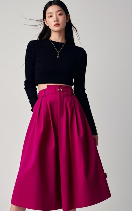 火龙果色半身裙搭配指南 活力配色与配饰选择-美派服饰网(图2)