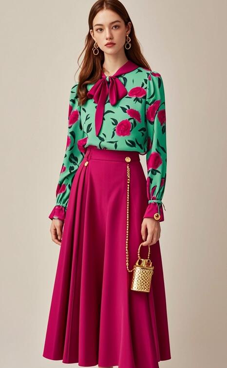 火龙果色半身裙搭配指南 活力配色与配饰选择-美派服饰网(图7)