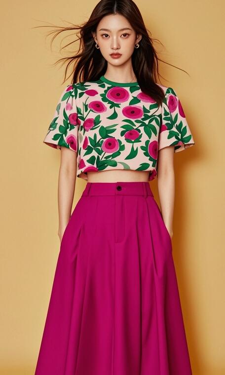 火龙果色半身裙搭配指南 活力配色与配饰选择-美派服饰网(图6)