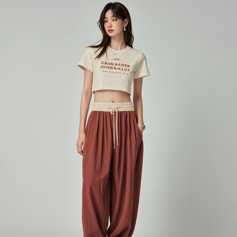 夏季宽松超薄灯笼裤怎么搭配(图2)