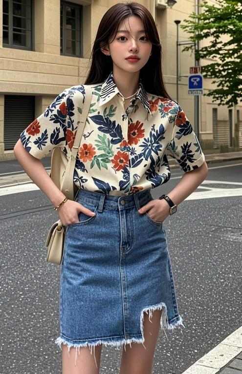 牛仔一步裙搭配【图文】(图3)