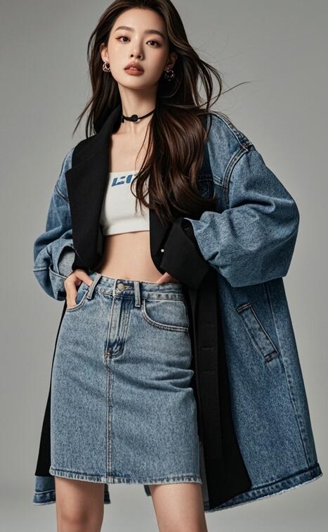 牛仔一步裙搭配【图文】(图7)