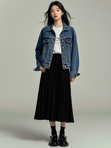 春秋黑色半身裙如何搭配(图4)