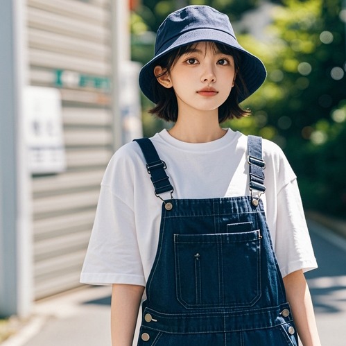 背带裤搭配帽子展现多元风格-美派服饰网(图2)