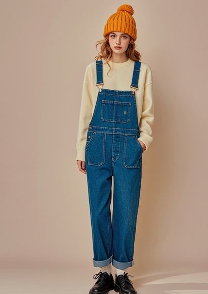 背带裤搭配帽子展现多元风格-美派服饰网(图4)